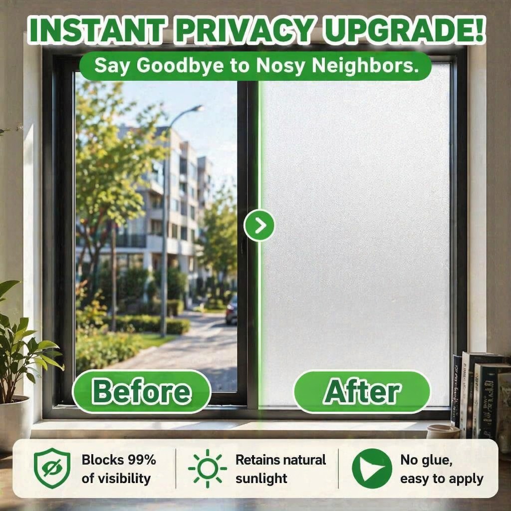 Home Office Bathroom - Película de Privacidad para Ventanas, Translúcida,