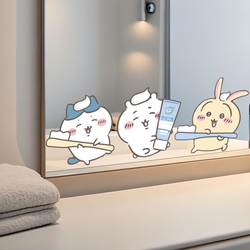Home One Bathroom Accessories - Pegatinas de Espejo Chiikawa, Adhesivo Fuerte,