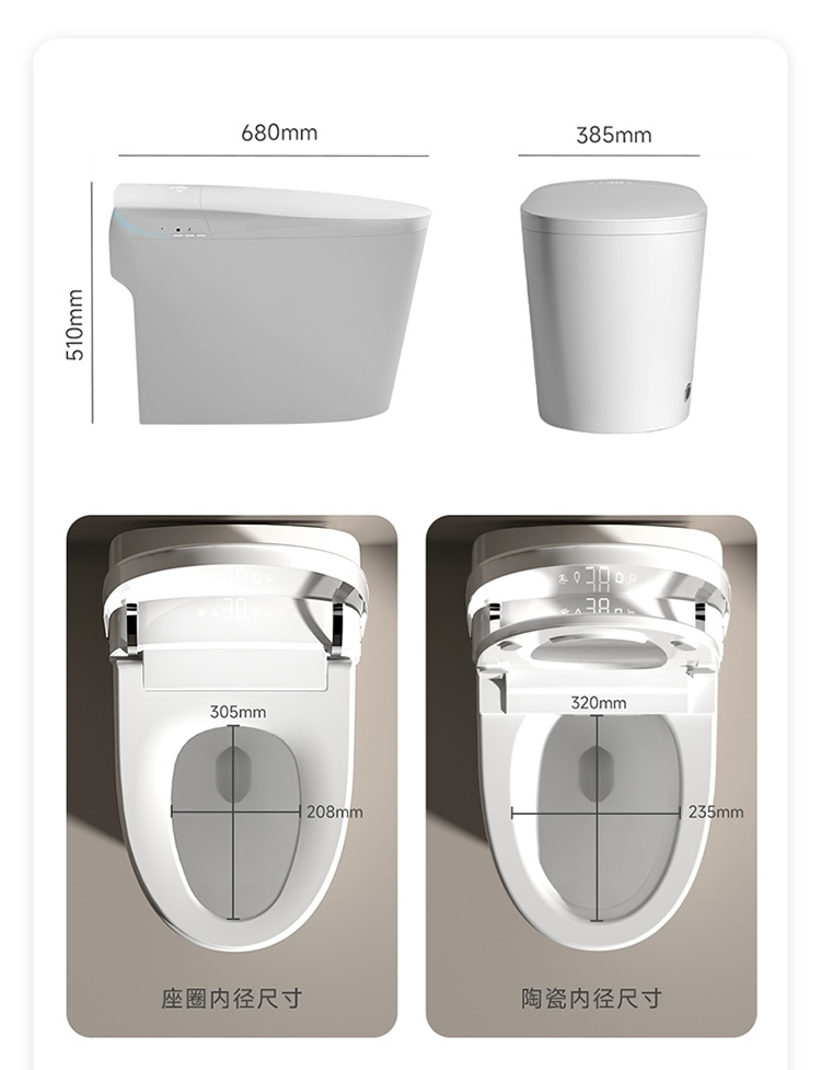 Home Bathroom - Inodoro Inteligente con Descarga Automática, Higiénico,