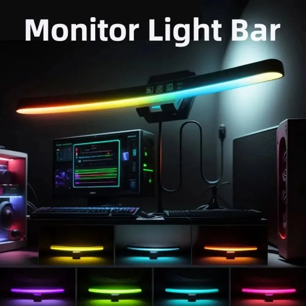 Home Office Bathroom - Barra de luz curvada para monitor,