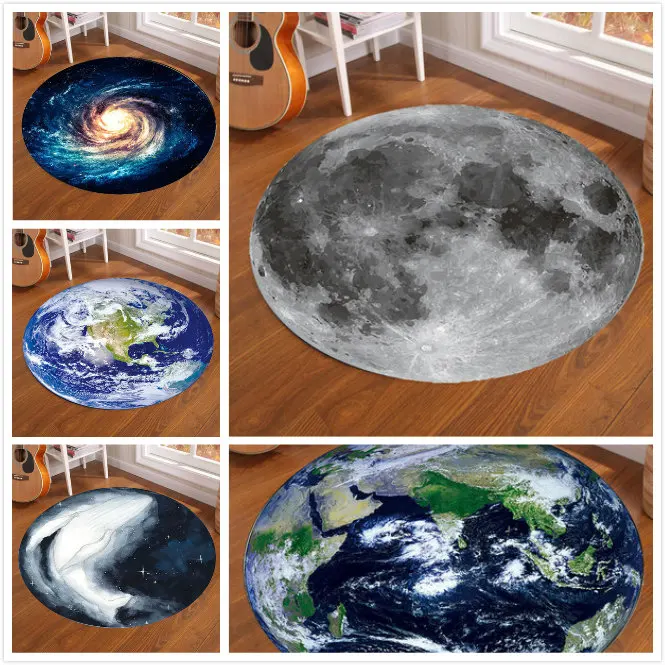 Home Bathroom Carpet - Alfombra redonda de galaxia, tierra y