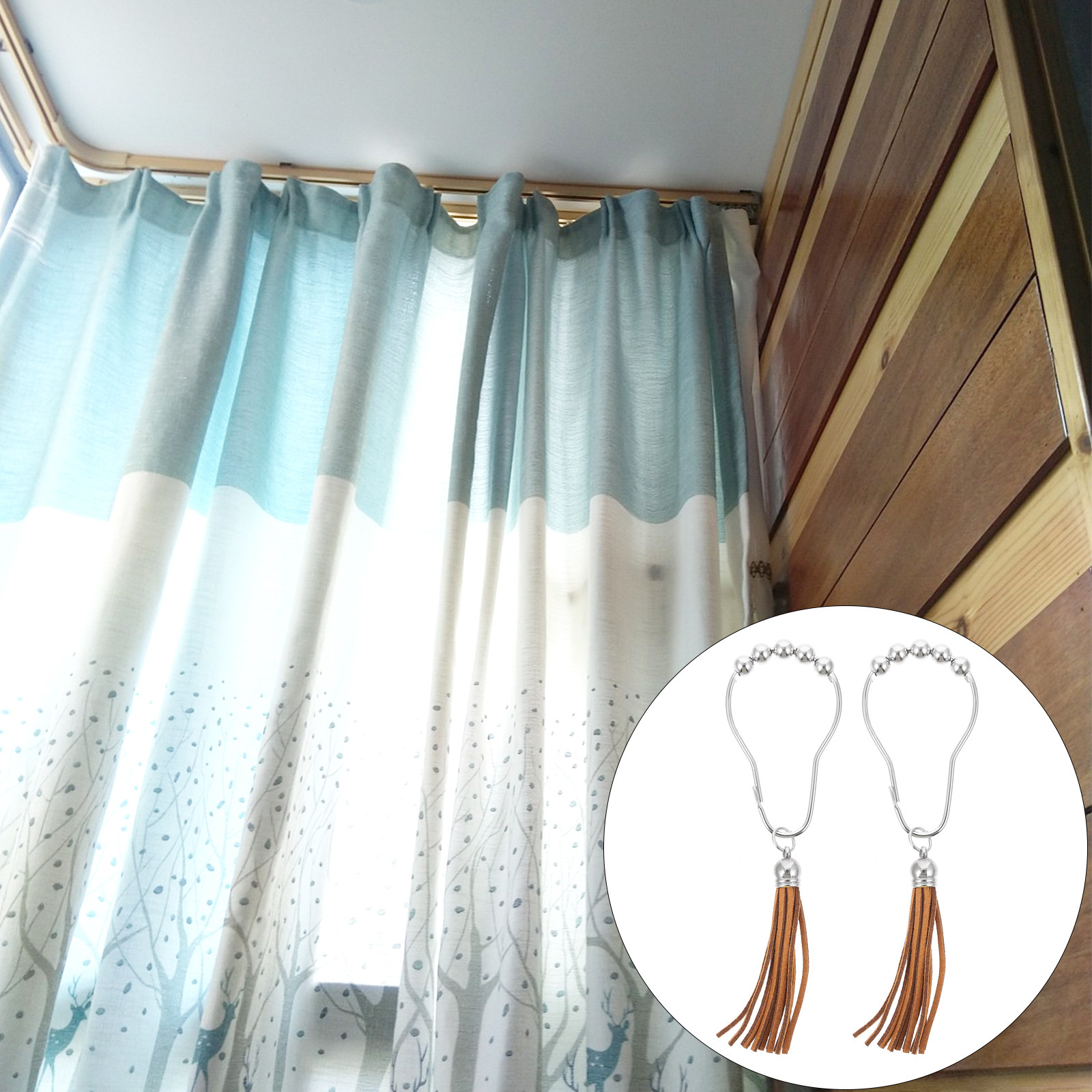 12 ganchos para cortinas con b - Home Bathroom Design reseña y precio