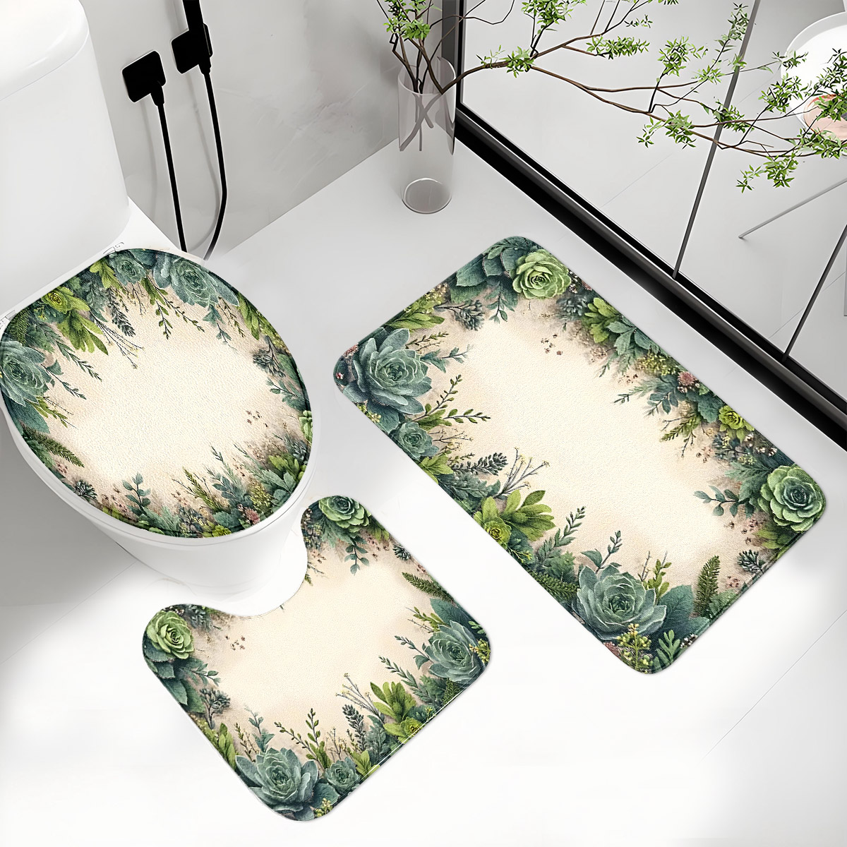 Juego de Baño Retro de Tres Pi - Zara Home Bathroom Rug reseña y precio