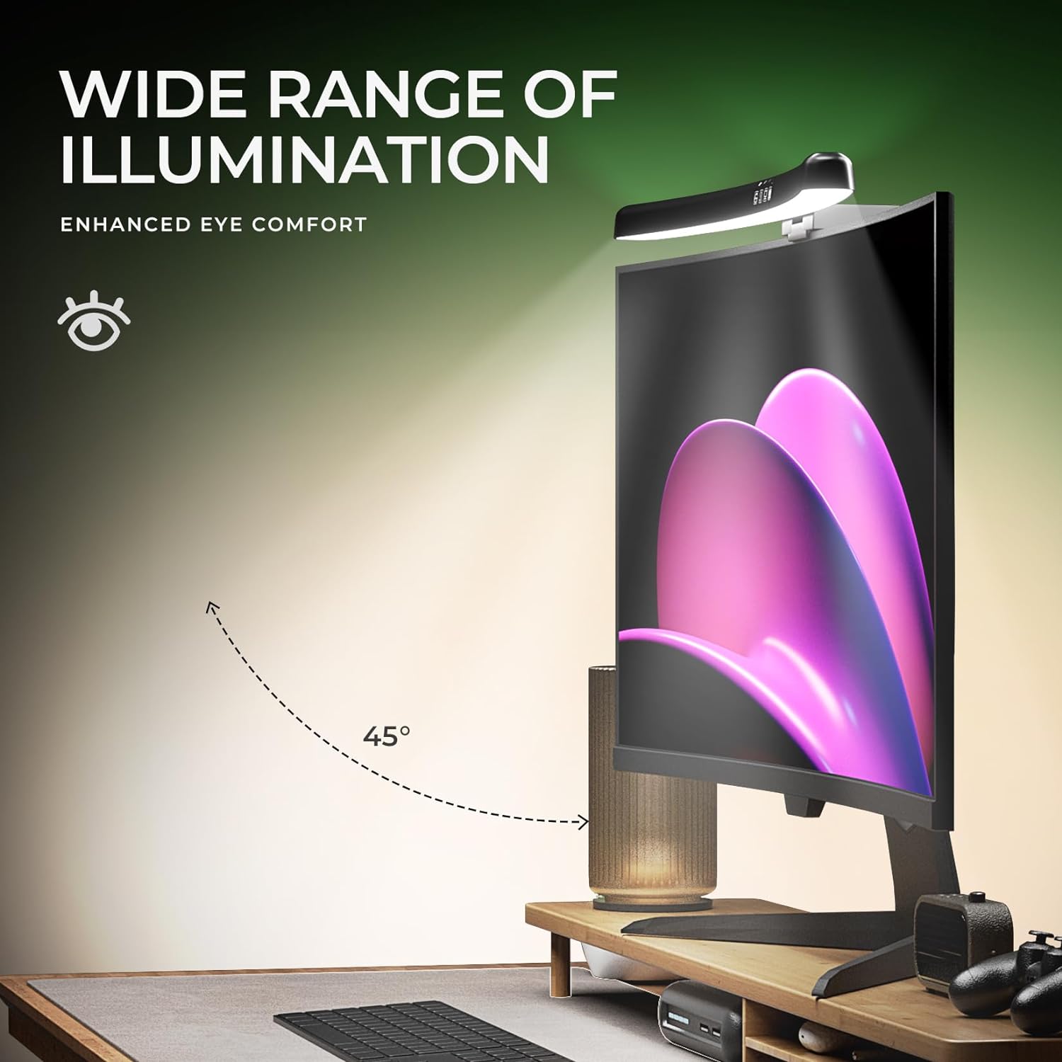 Barra de luz curvada para moni - Home Office Bathroom reseña y precio