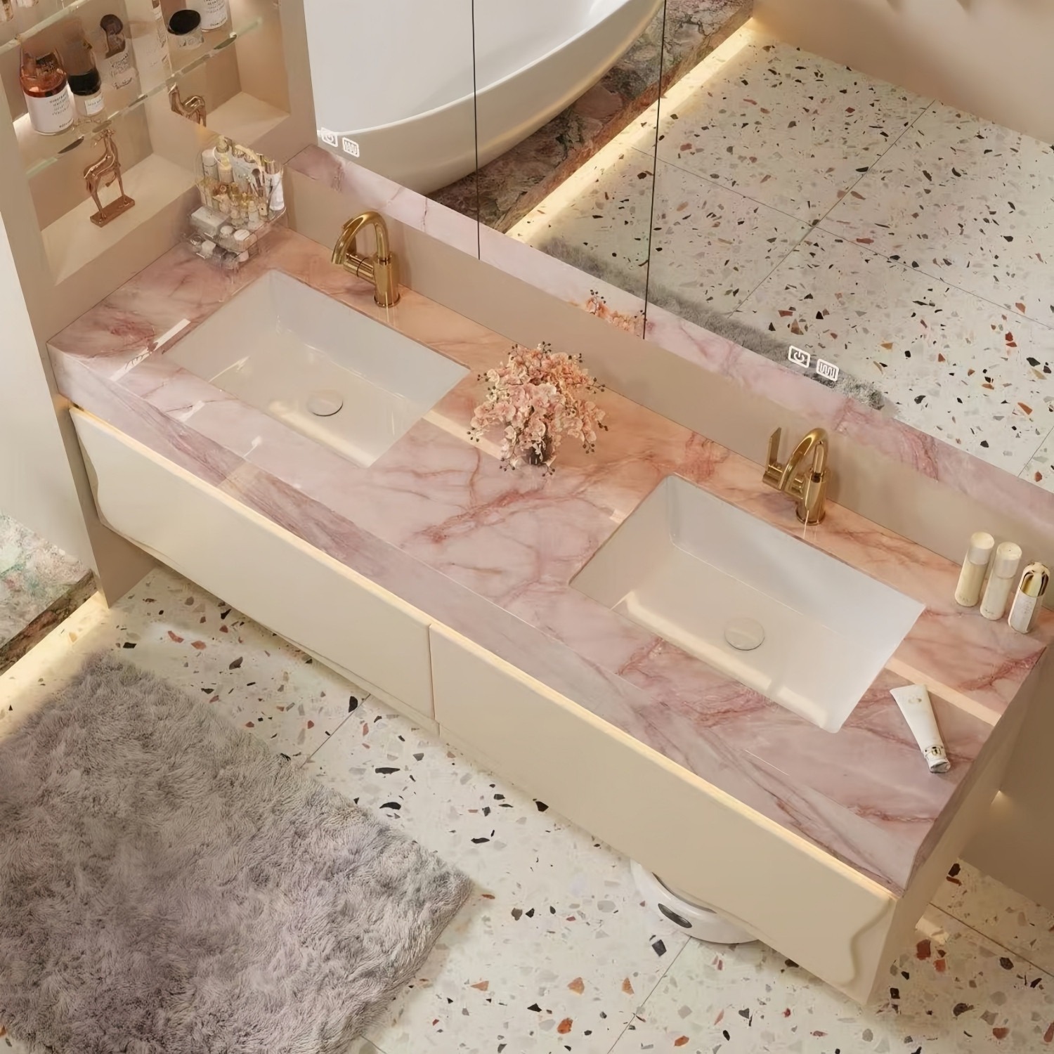 Lavabo Rectangular de Mármol p - Home Bathroom Vanity reseña y precio